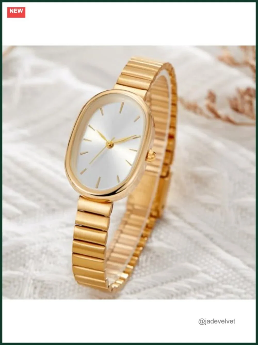 Oval Ultrathin Waterproof Wrist Watch with Metal Band